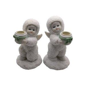 Snow Baby Angel Candle Holders Figurine Set